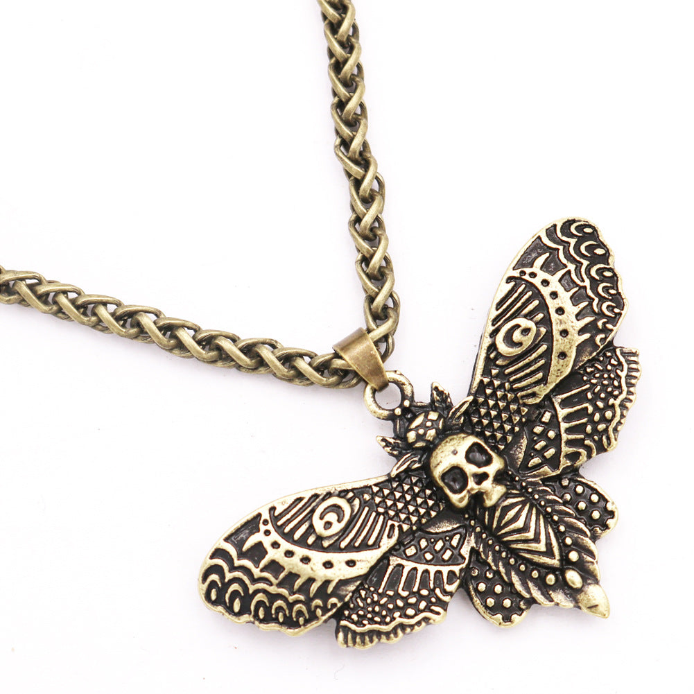 Death Valley Moth Alloy Pendant Necklace - European and American Retro Fashion Jewelry