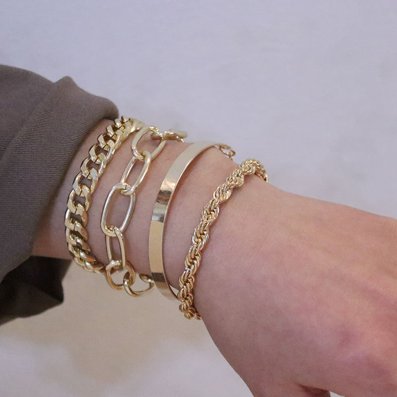 Metal Chain Bracelet Set with Retro Vibes - Vienna Verve Collection