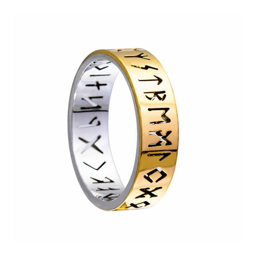 Nordic Viking Rune Titanium Steel Ring for Men in Cross Border Handicraft Style