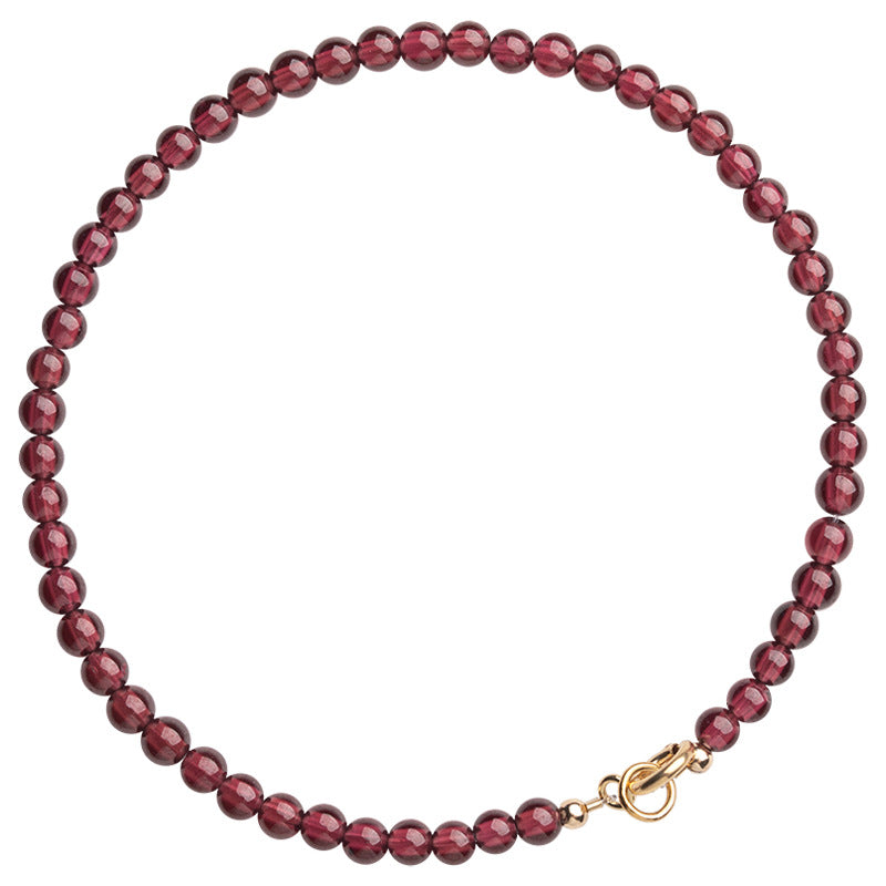 Burgundy Garnet Crystal Bracelet in 14K Gold Plated Sterling Silver