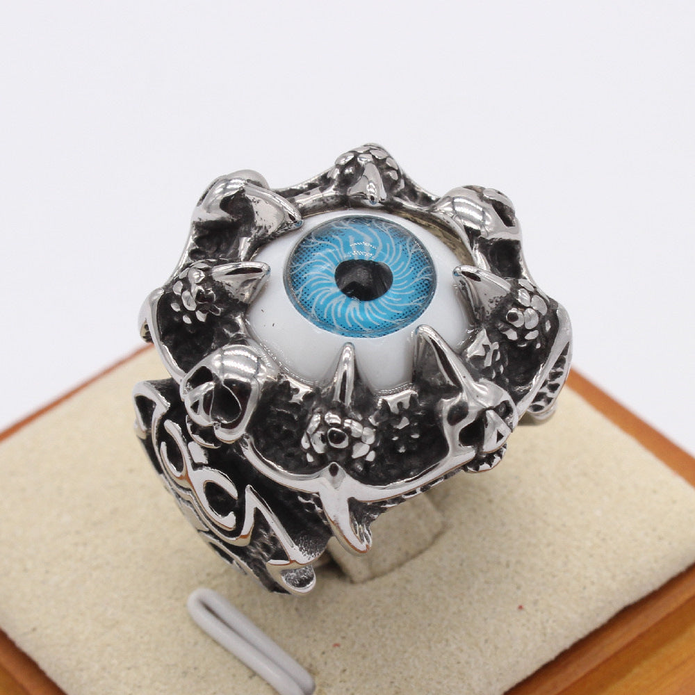 Devil Blue Eye Titanium Steel Ring for Men