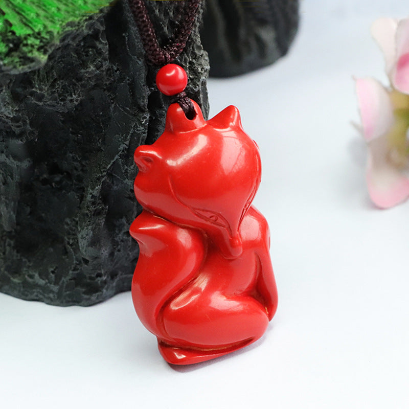 Vermilion Sand Pendant with Cinnabar Stone in Sterling Silver