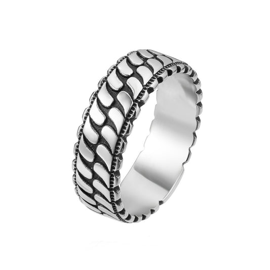 Stylish Striped Vintage Titanium Steel Ring for Men and Women