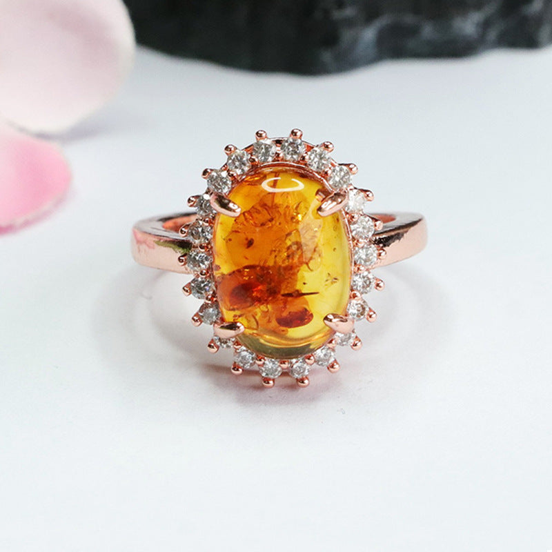 Sunflower Amber Zircon Ring with Sterling Silver