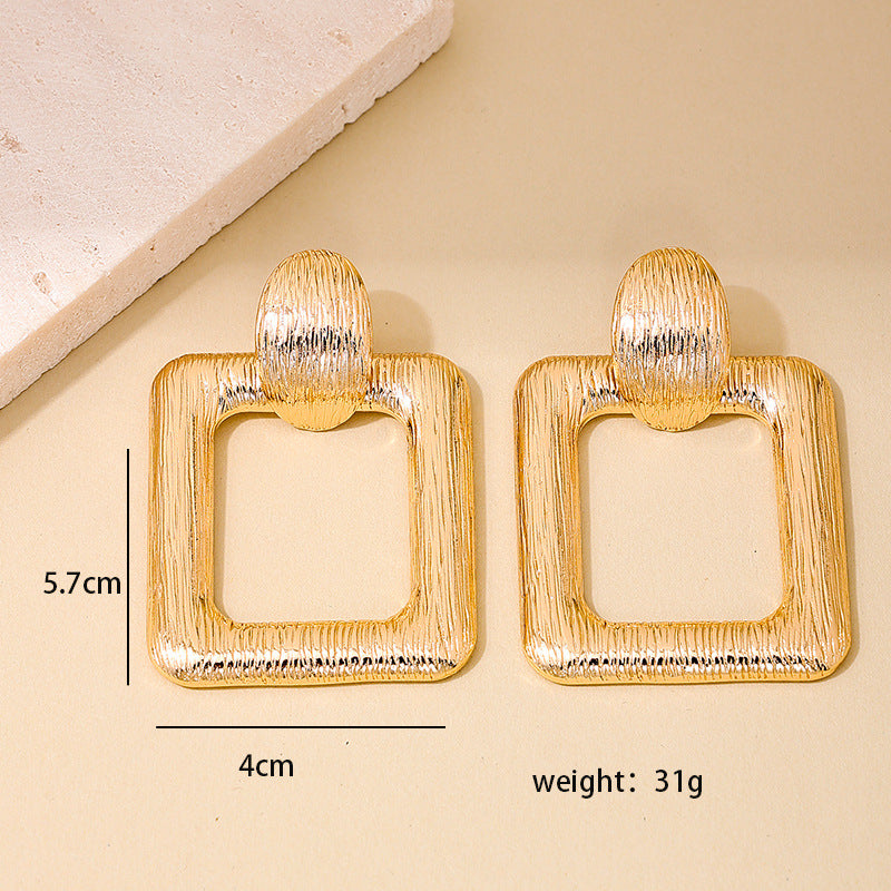 Square Geometric Earrings with Retro Vibe - Vienna Verve Collection