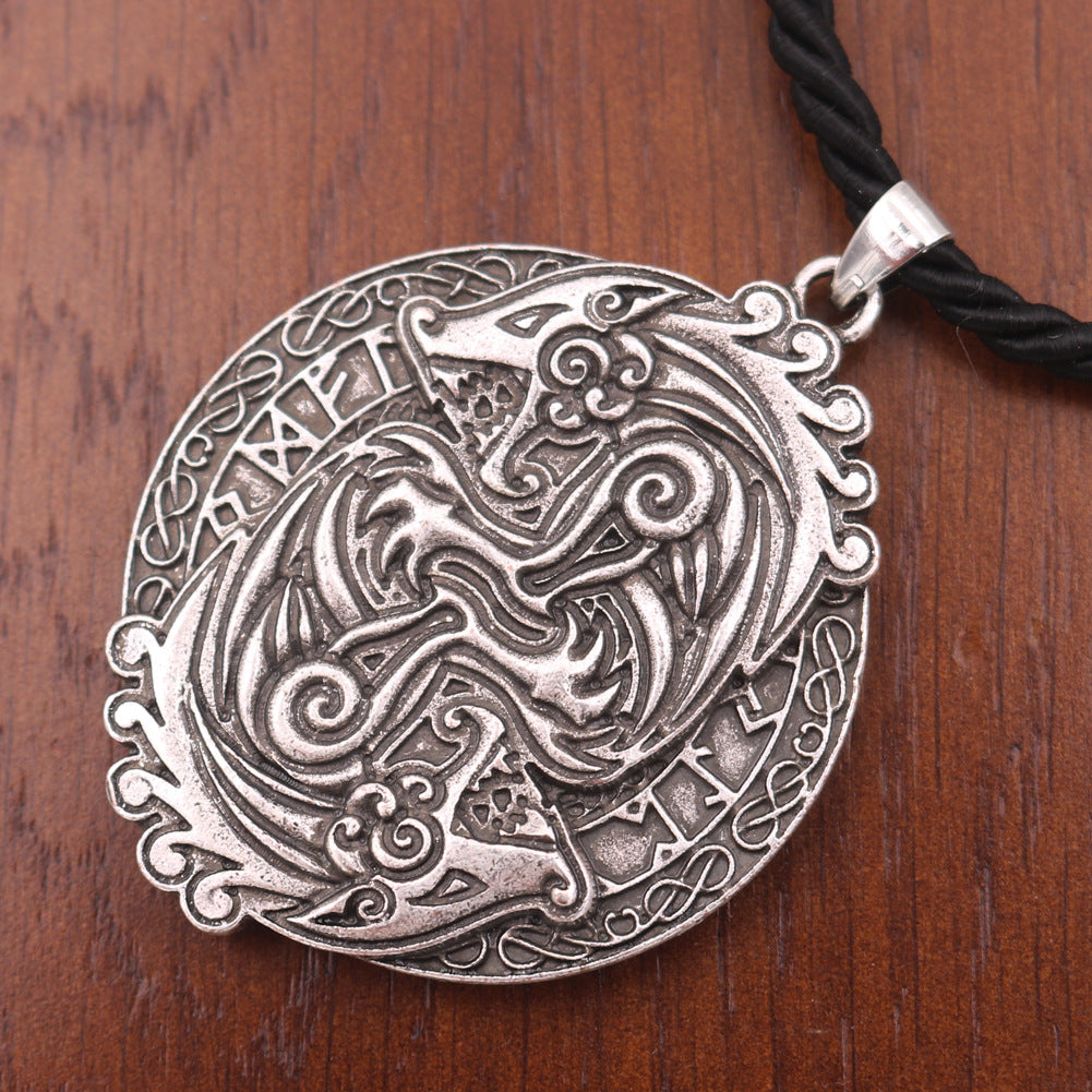 Nordic Legacy Viking Necklace with Metal Bibcock Pendant