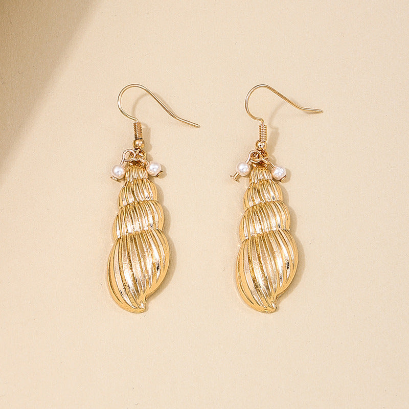 Elegant Seashell and Pearl Tassel Earrings - Vienna Verve Collection