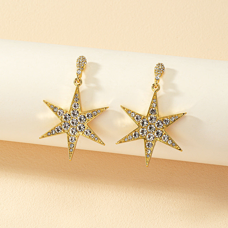 Six-Pointed Star Studded Retro Earrings - Vienna Verve Collection