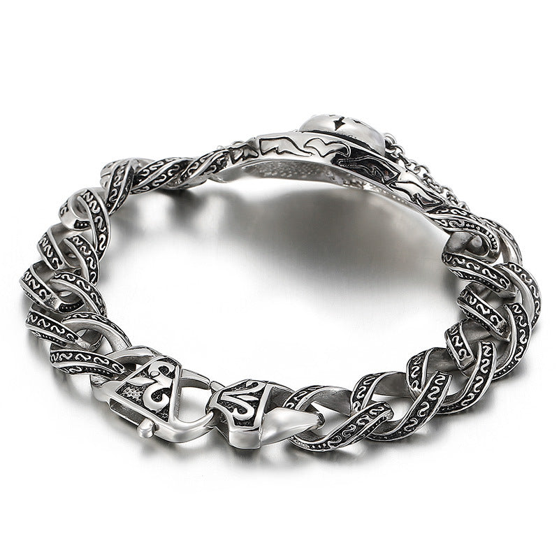 Vintage-Inspired European and American Skull Men's Bracelet in Stainless Steel Titanium