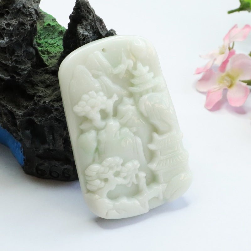 Exquisite A-Grade Myanmar Jade Landscape Pendant