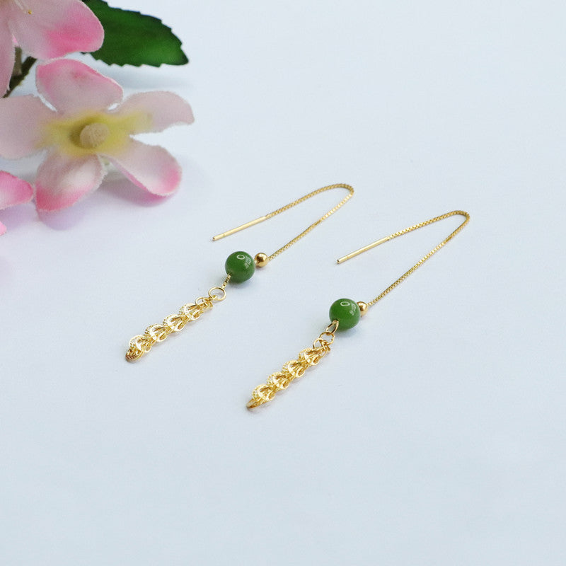 Heavenly Phoenix Jade Thread Earrings