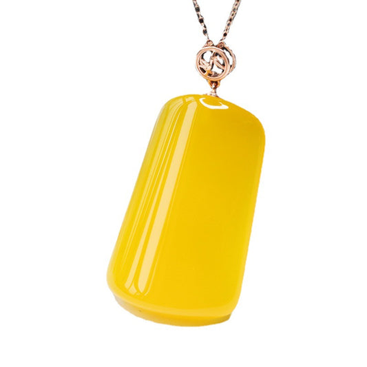 Yellow Chalcedony Pendant Necklace crafted in Sterling Silver with Rose Gold Finish