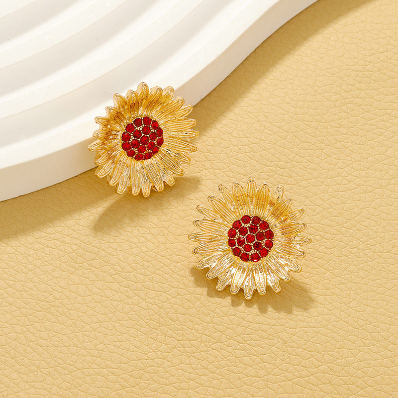 Luxurious Metal Flower Earrings - Vienna Verve Collection