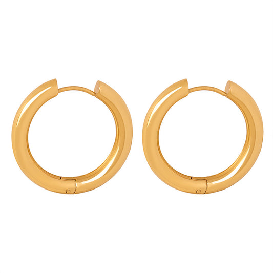 Golden Cross-Border Circular Earrings: Elegant Titanium Steel Jewelry for Women