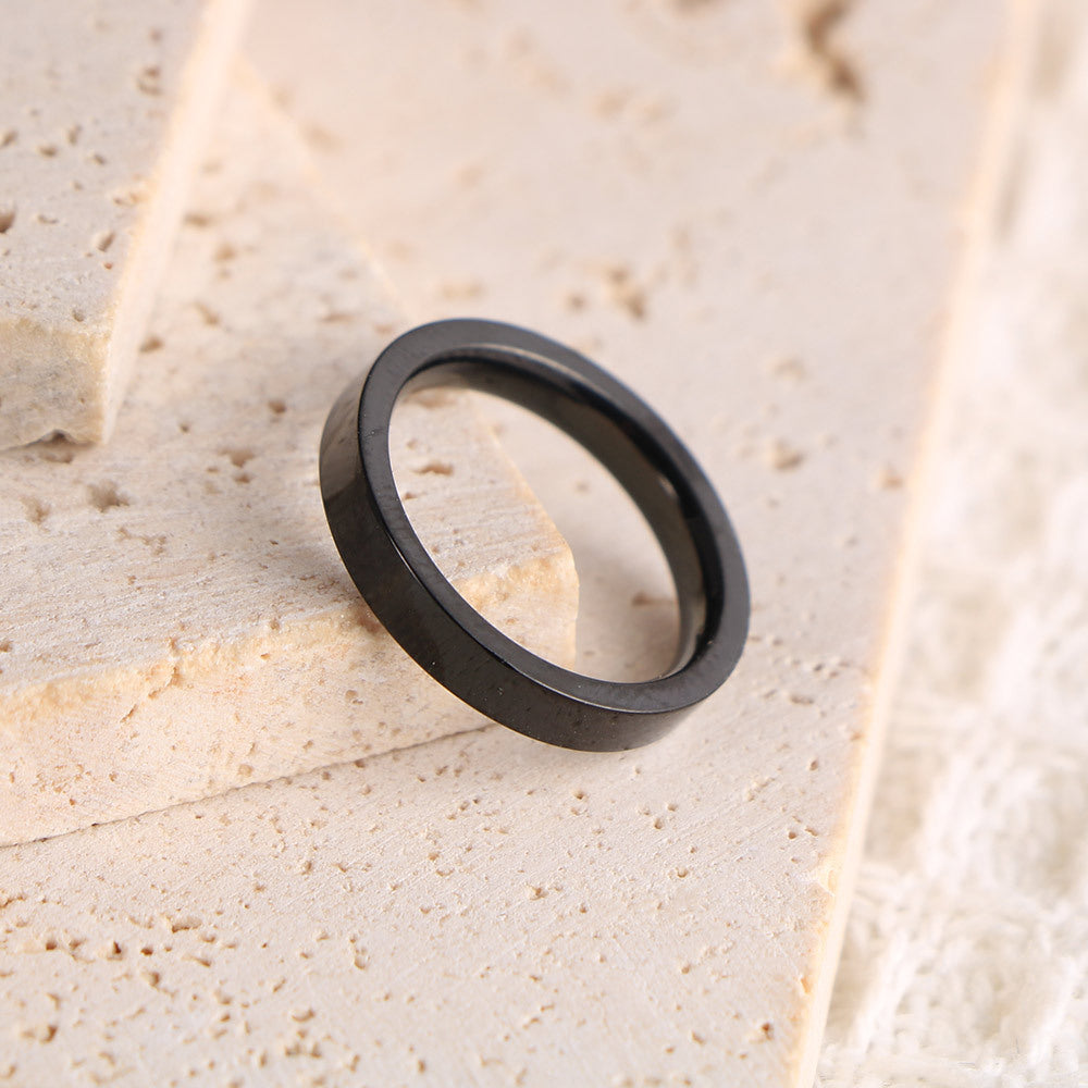 Elegant Gold and Black Steel Couple Rings for Men and Women - Simple Japanese and Korean Design