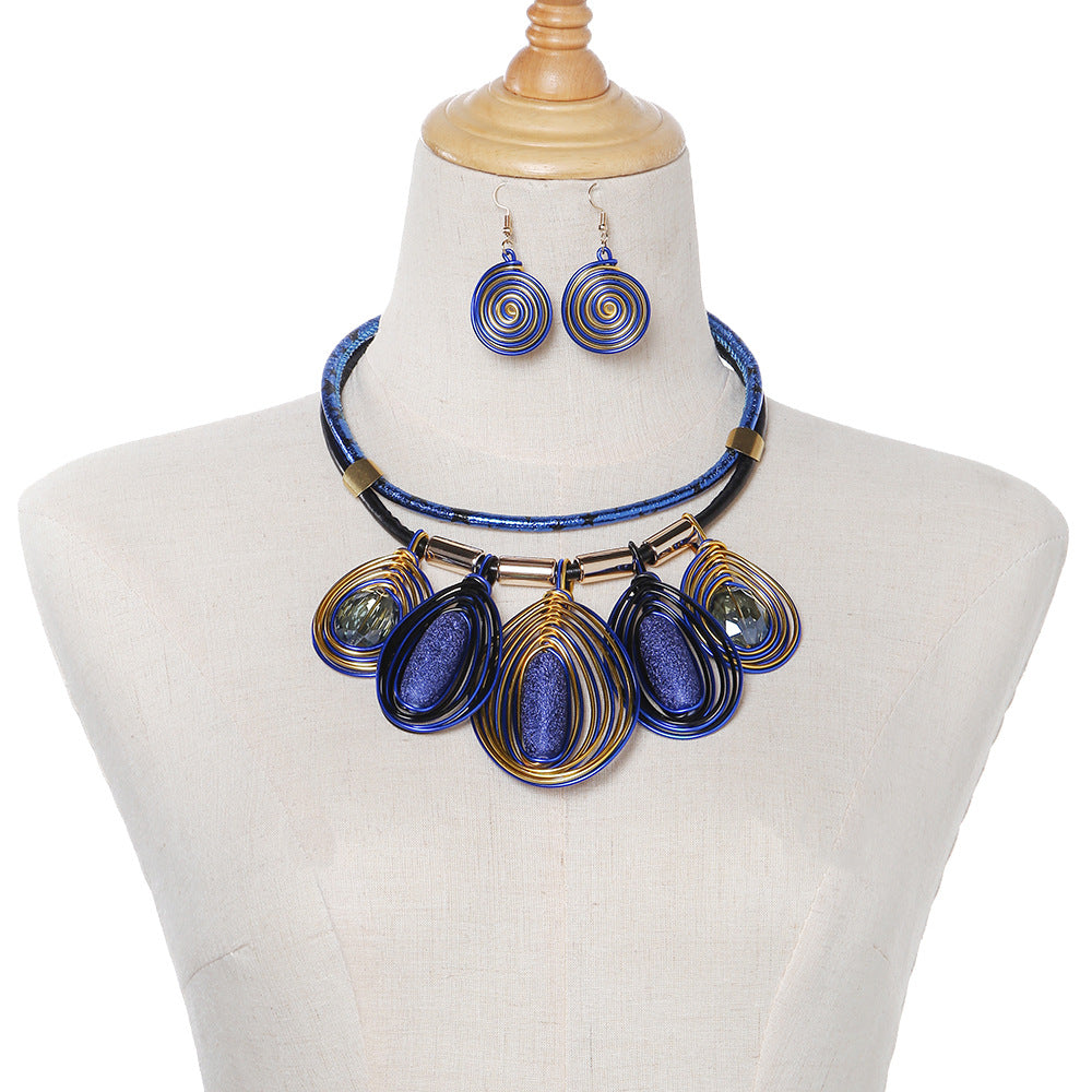 Exaggerated Frosted Resin Glass Necklace Set - Savanna Rhythms Collection