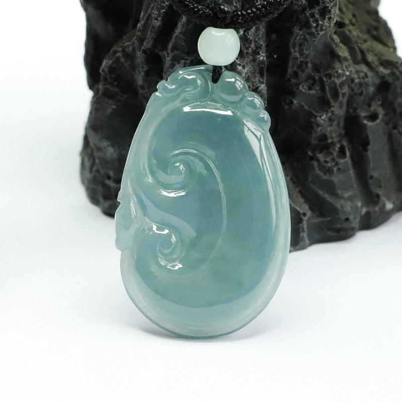 Fortune's Favor Sterling Silver Ruyi Jade Pendant