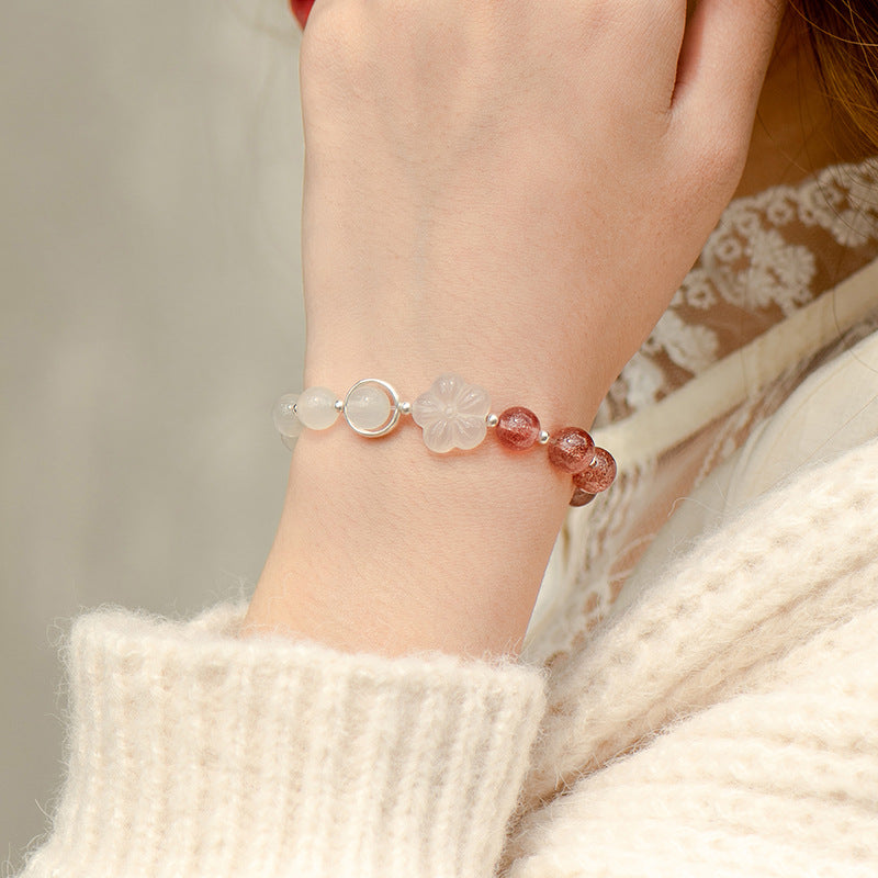 Elegant Sterling Silver Crystal Agate Bracelet - Perfect Instagram Gift for Best Friend