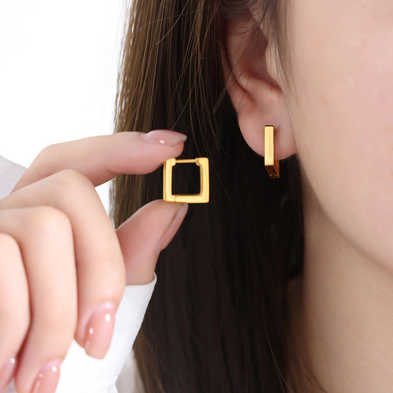 Geometry-inspired Titanium Gold-Plated Earrings with a Modern Twist