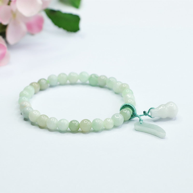 Genuine Jade Gourd Bracelet with Sterling Silver Needle