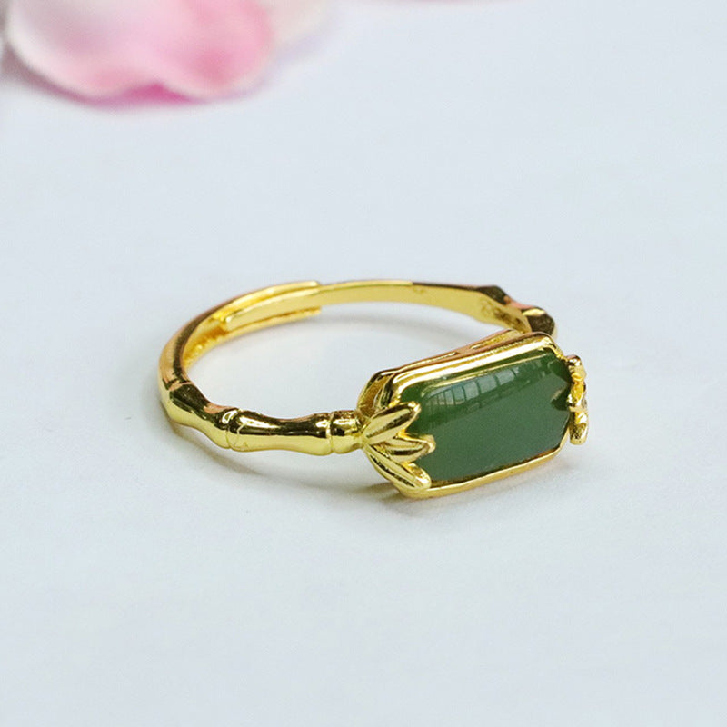 Fortune's Favor Hetian Jade Bamboo Jasper Finger Ring