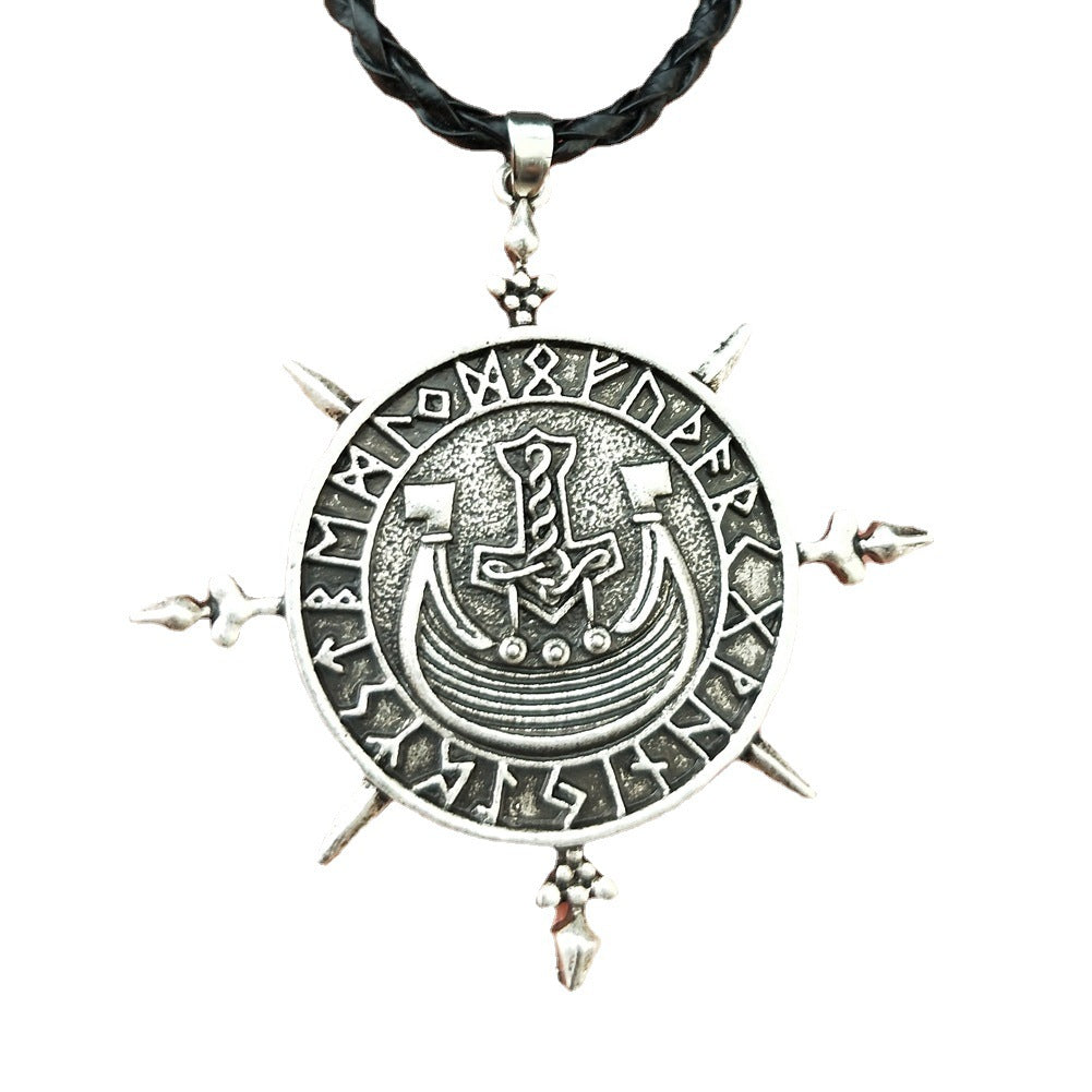 Vios Rune Pendant - Nordic Viking Warship Necklace for Men