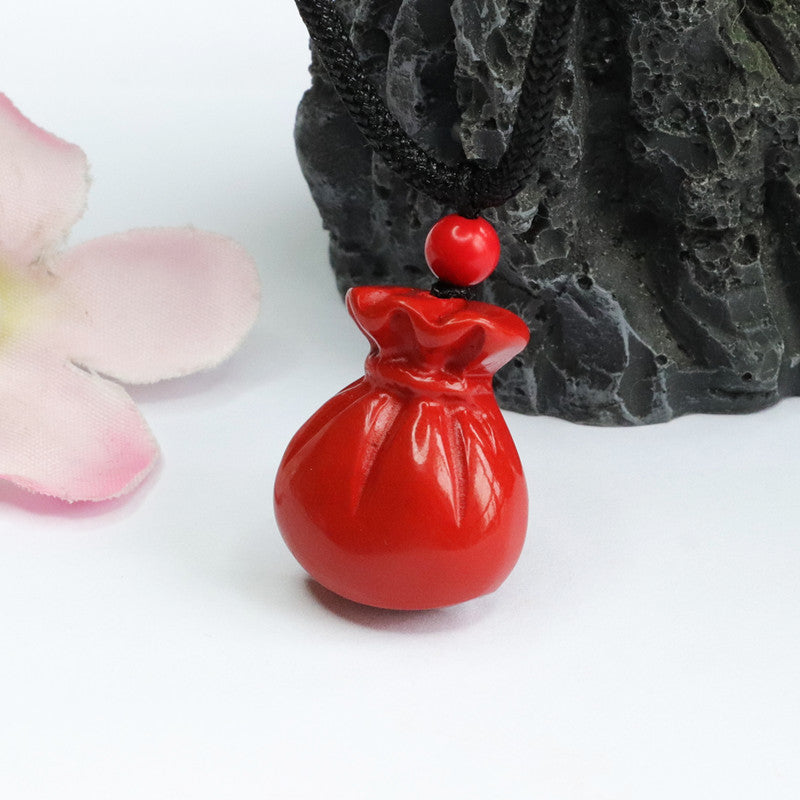 Red Sand Pendant - Sterling Silver Pendant with Cinnabar Stone for Prosperity and Good Fortune