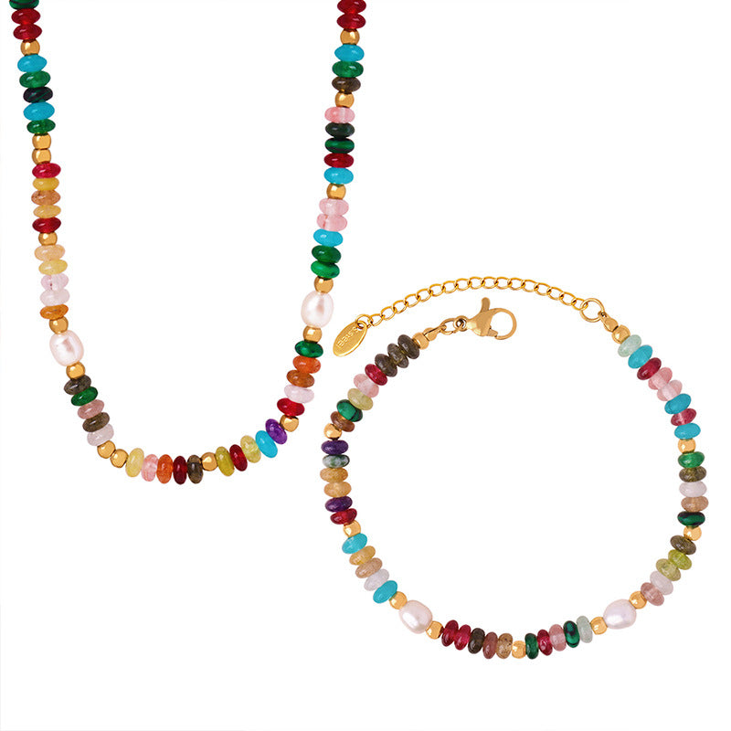 Dopamine Infused Bohemian Freshwater Pearl & Natural Stone Jewelry Set