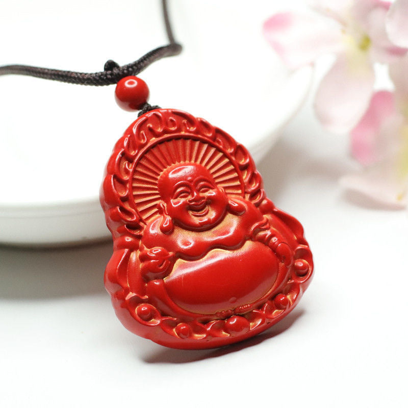 Red Sand Buddha Pendant with Cinnabar Stone