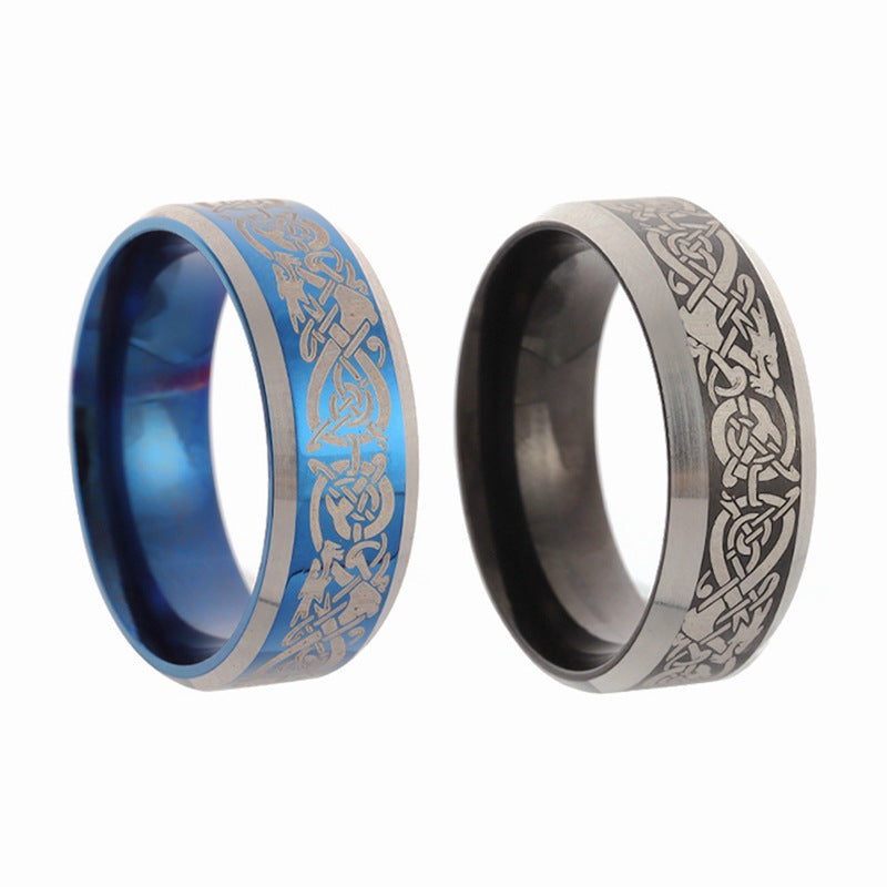 Dragon Pattern Titanium Steel Ring for Men - Best-Selling Cross-Border Jewelry