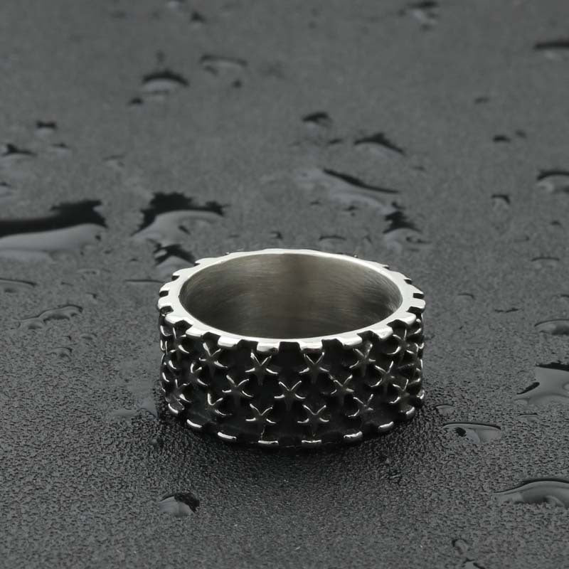 Titanium Steel Star Gypsy Ring - Retro Hipster Punk Jewelry for Men