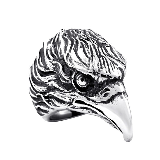 Dominant Men's Eagle Head Ring - Personalized Titanium Steel Jewelry, Wholesale Retro Style