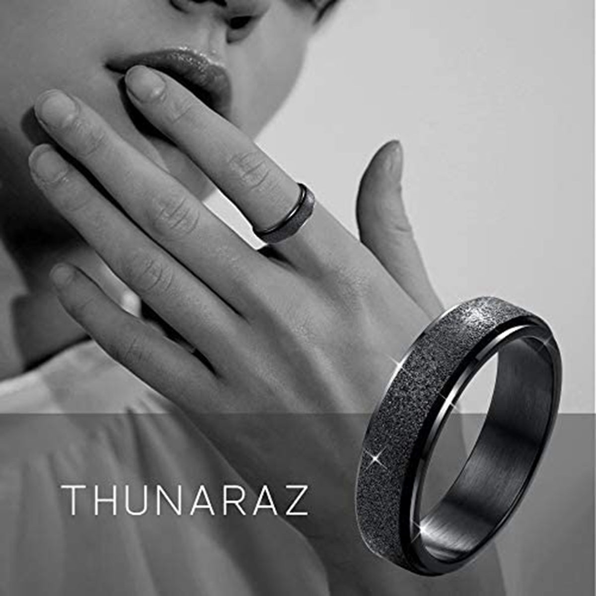 Cyberpunk Style Titanium Steel Rotating Ring Set for Men