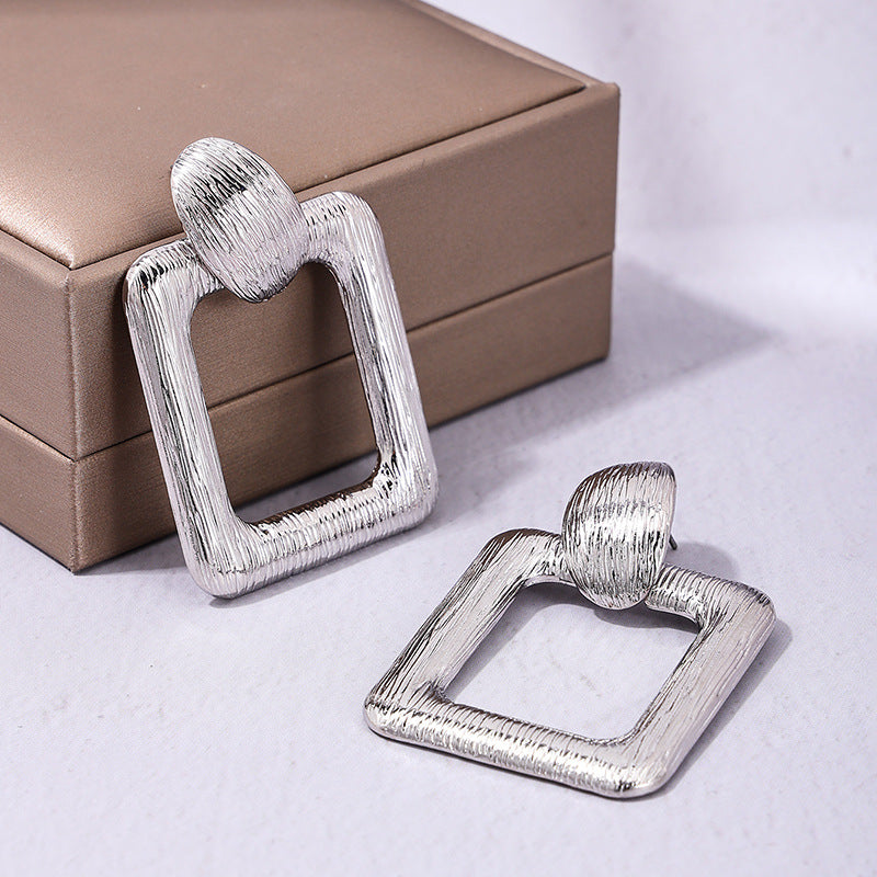 Square Geometric Earrings with Retro Vibe - Vienna Verve Collection