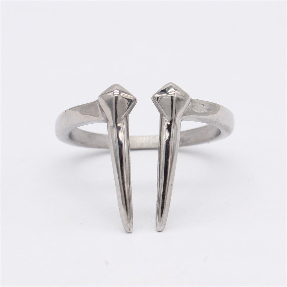 European and American Retro Pointed Titanium Men's Ring