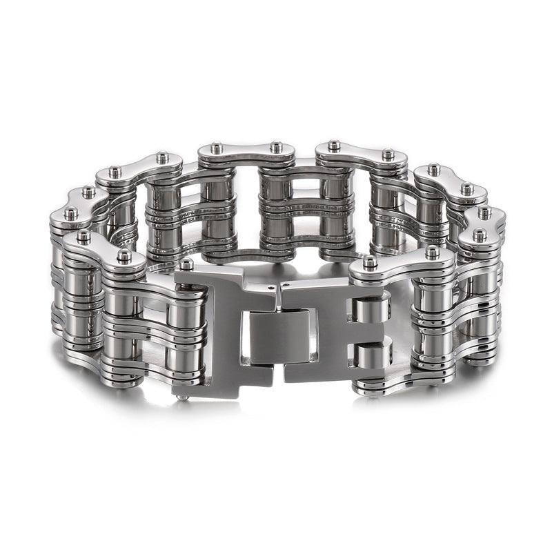 Dominant Cross-Border Smooth Locomotive Bracelet for Men - European & American Personalized Titanium Steel Bicycle Jewelry