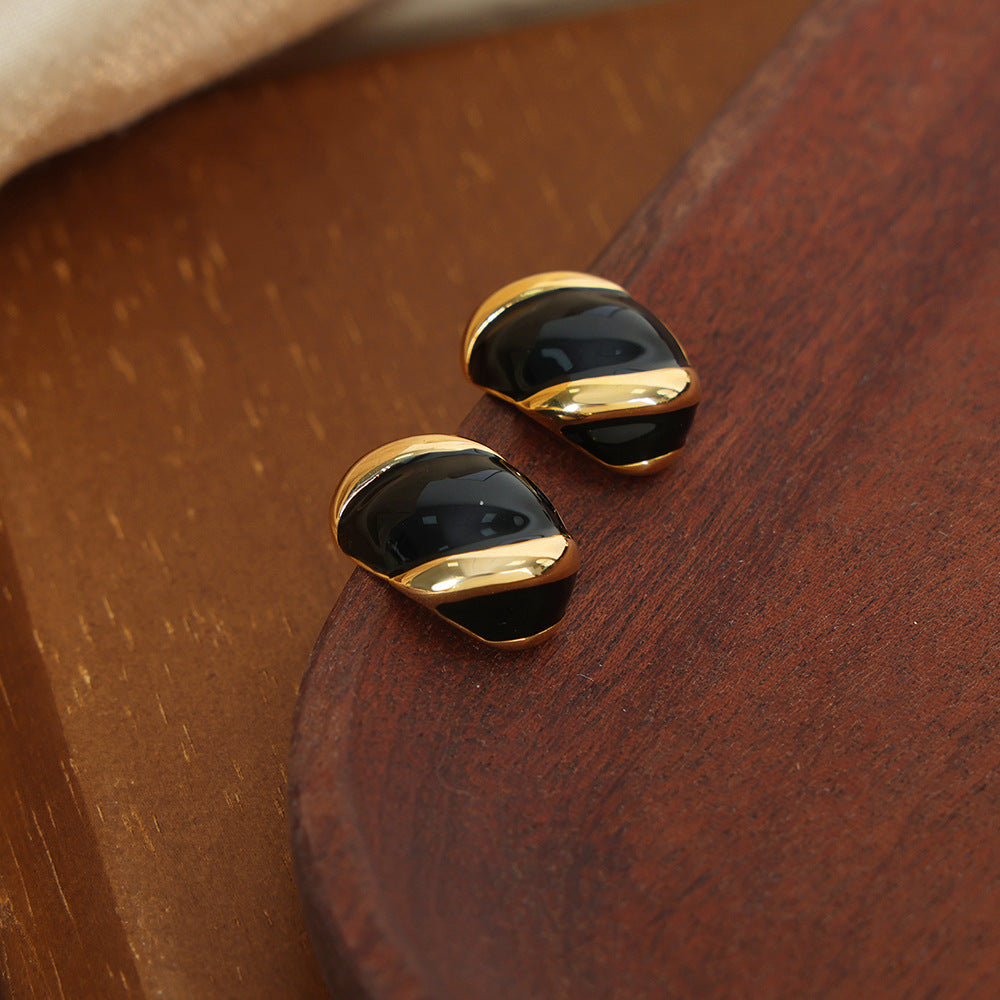 Enamel Glaze Twill Ear Studs - Stylish Retro Copper Earrings