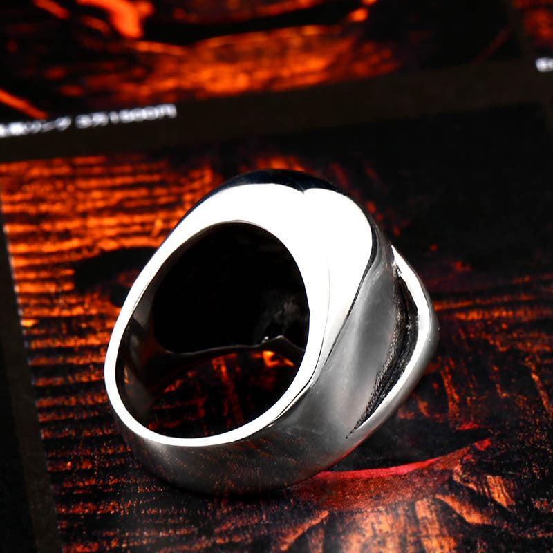 Titanium Steel Retro Skull Ring for Men - European and American Style Personalized Hand Jewelry