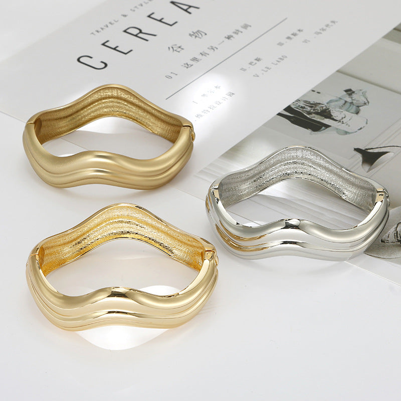 Wave Pattern Zinc Alloy Bracelet - Vienna Verve Collection