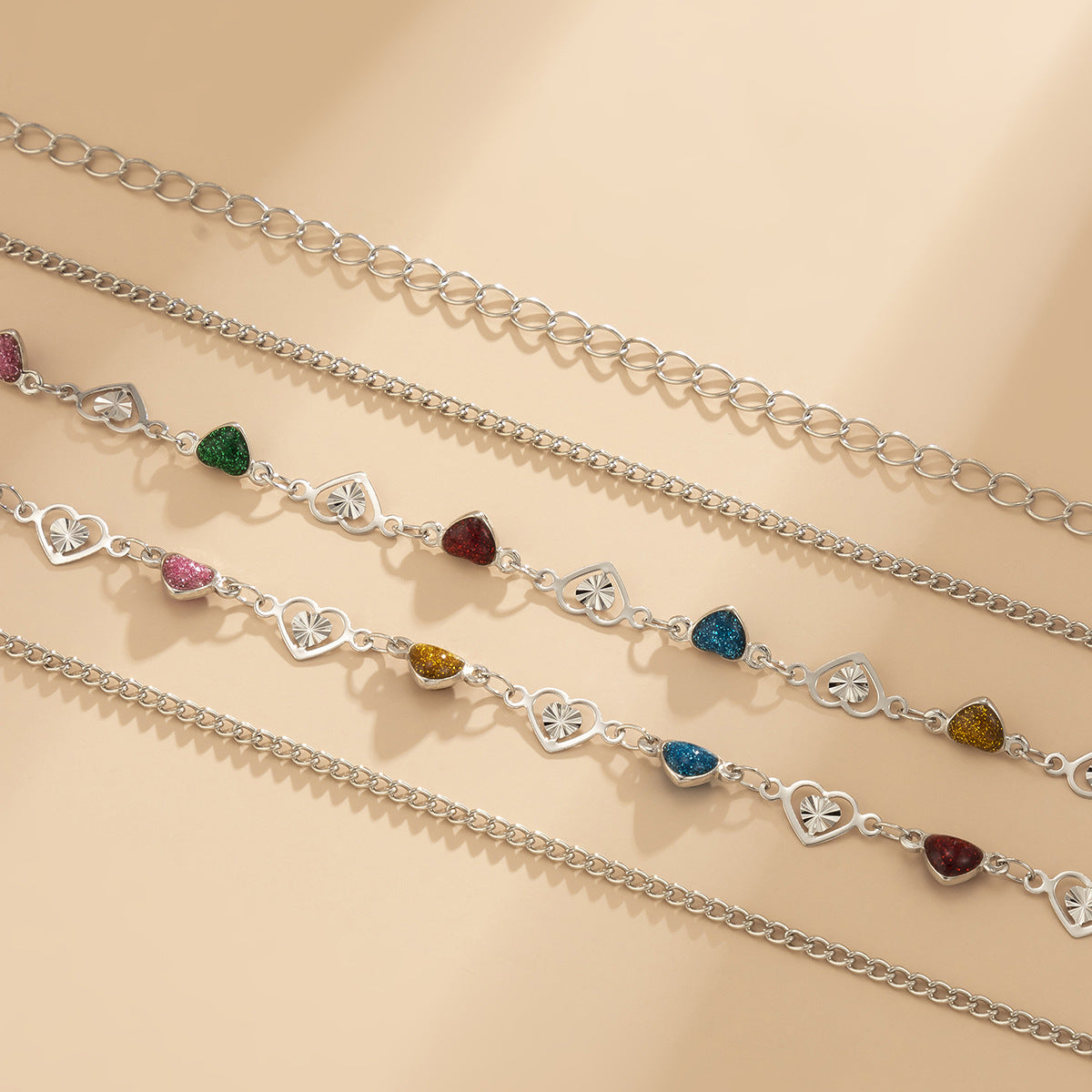 Cross-border Spliced Heart Body Chain with Simple Hollow Drop Design