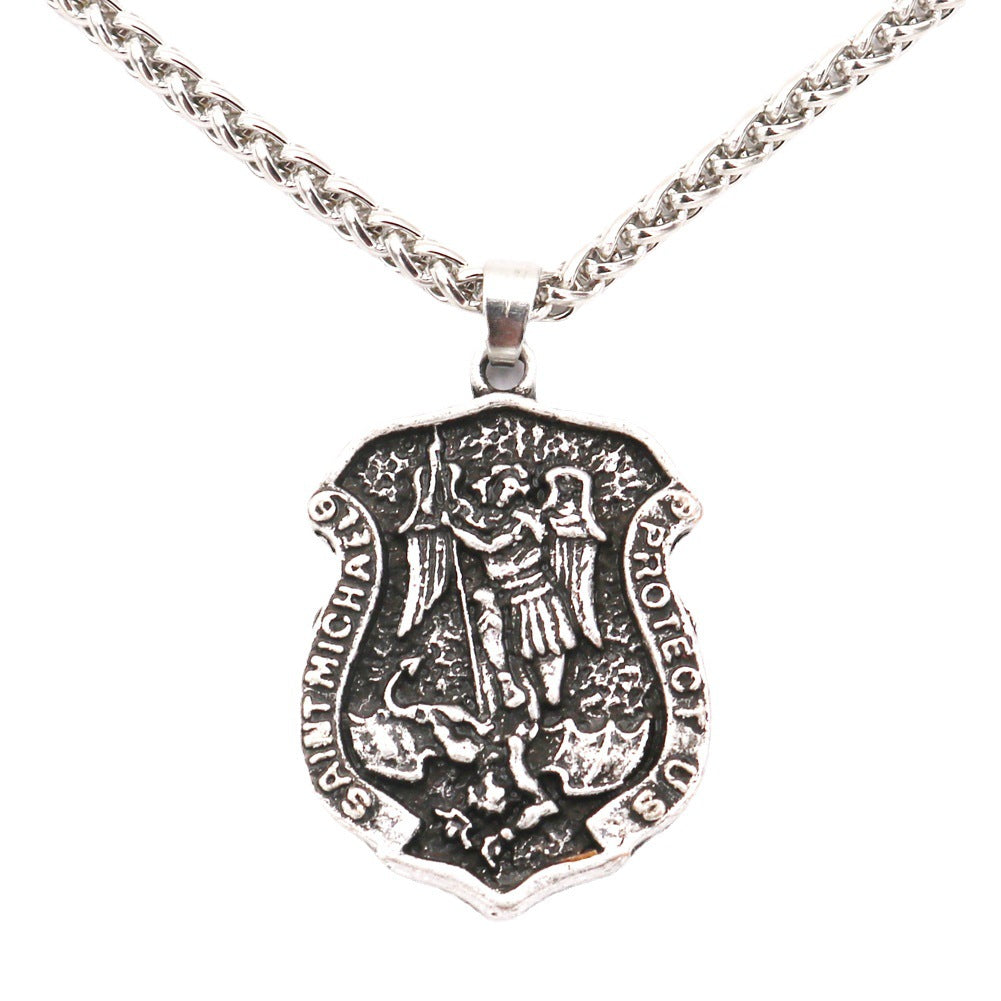 Heavenly Archangel Pendant Chain Necklace for Men - Retro Punk Jewelry