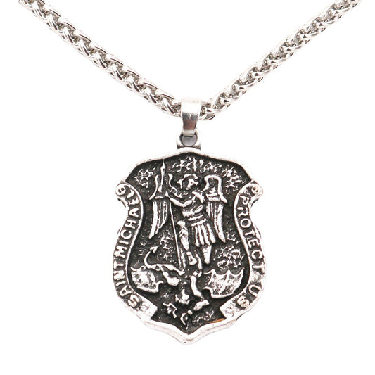 Heavenly Archangel Pendant Chain Necklace for Men - Retro Punk Jewelry