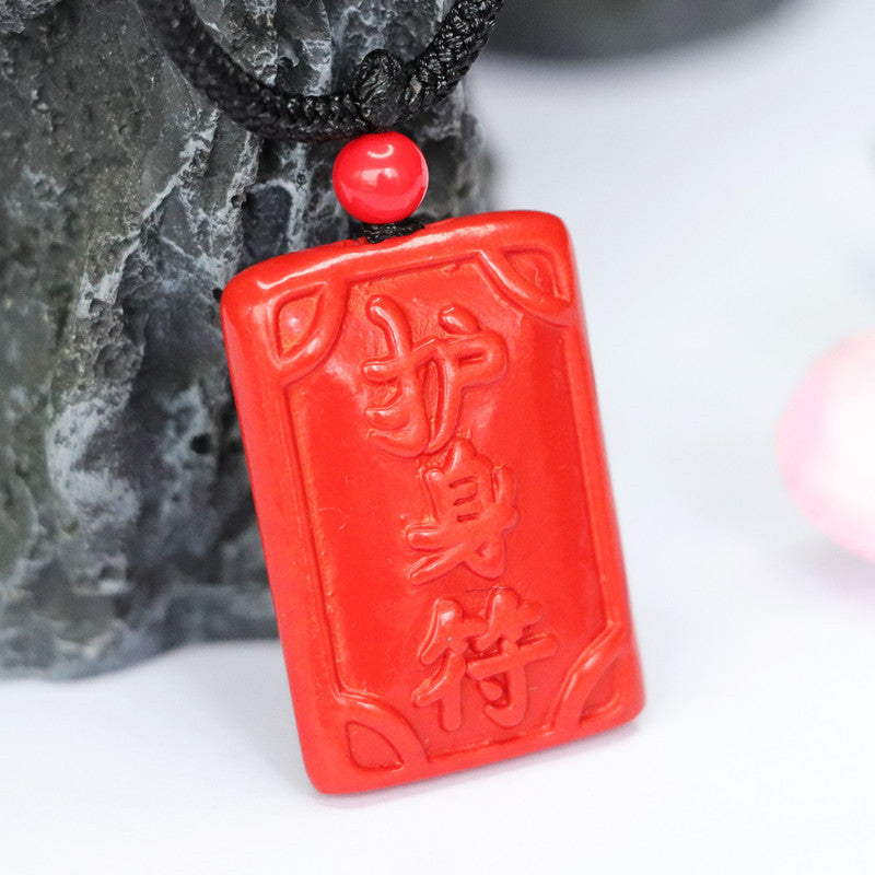 Red Sandstone and Sterling Silver Protective Talisman Pendant