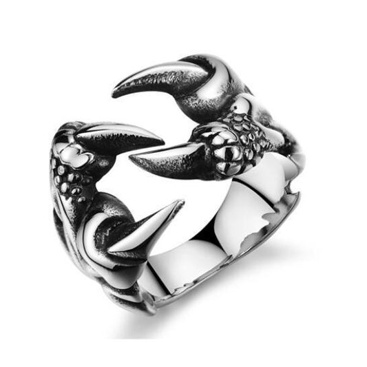 Men's Titanium Steel Punk Dragon Claw Ghost Ring