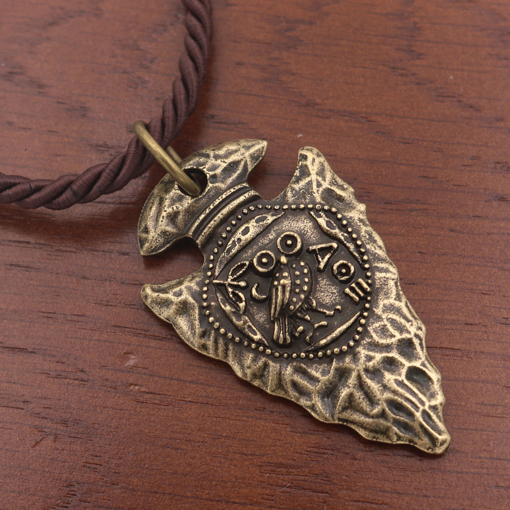 Viking Odin Crow Necklace - Hammer Alloy Pendant with Rune Details