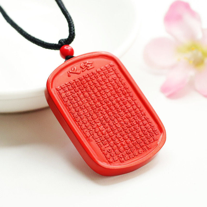 Cinnabar Heart Sutra Peace Brand Pendant