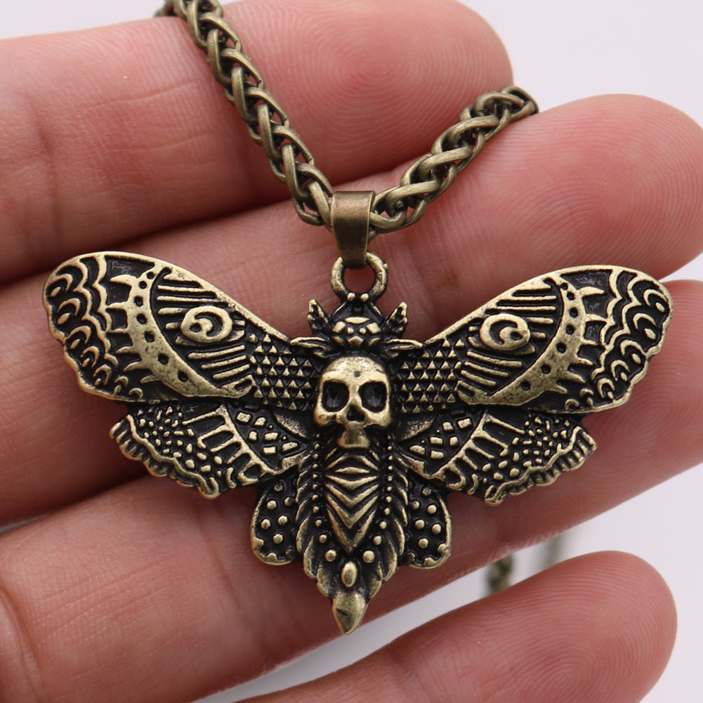 Death Valley Moth Alloy Pendant Necklace - European and American Retro Fashion Jewelry