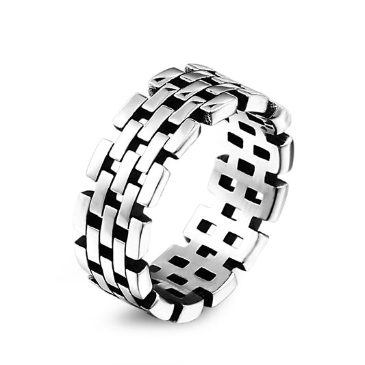 Men's Personalized Retro Titanium Steel Hollow Chain Ring - Wholesale Jewelry Collection