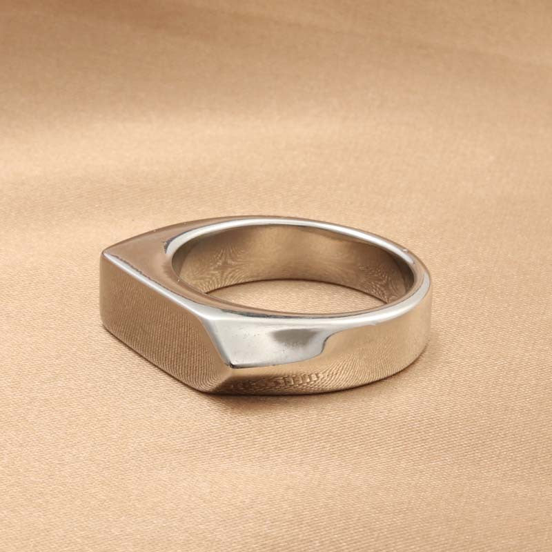 Titanium Steel Retro Polished Ring for Men - Trendy Rectangular Accessory from European and American Jewelry Collection