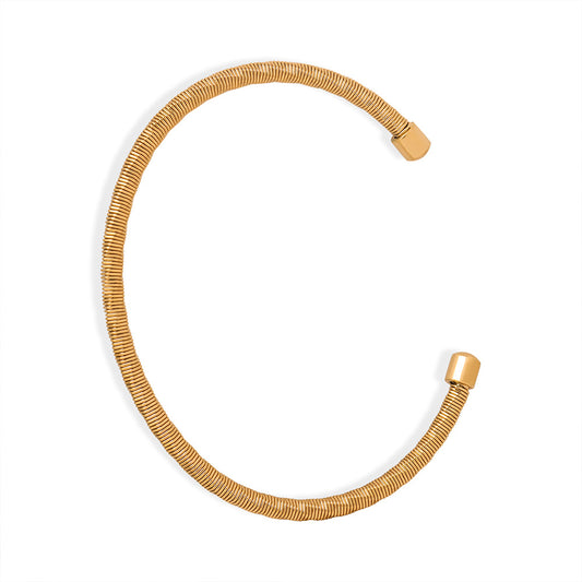 Fashionable Titanium Steel Gold-Plated Bracelet with Unique Opening Design for Women